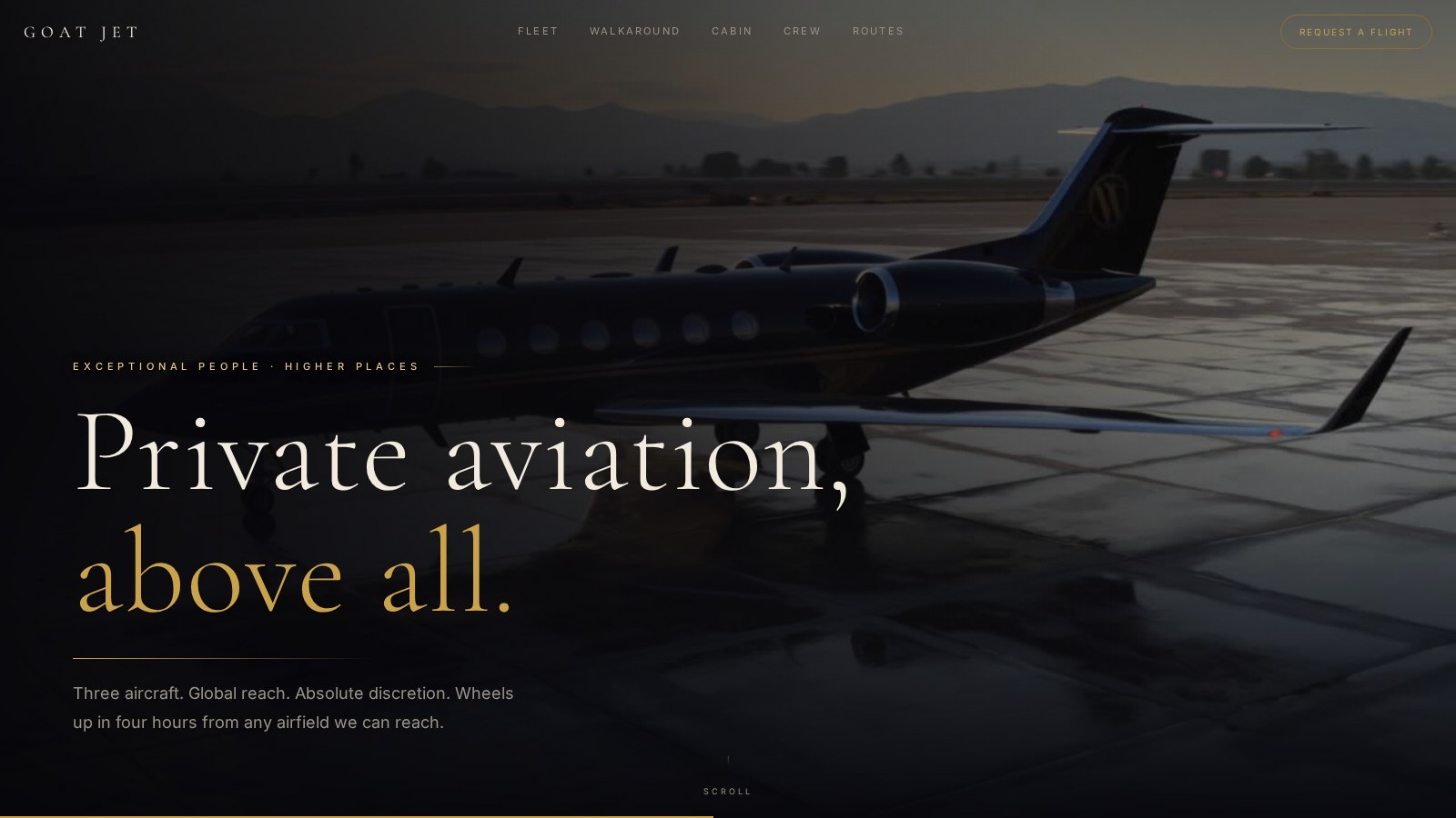 Goatjet — private aviation configurator