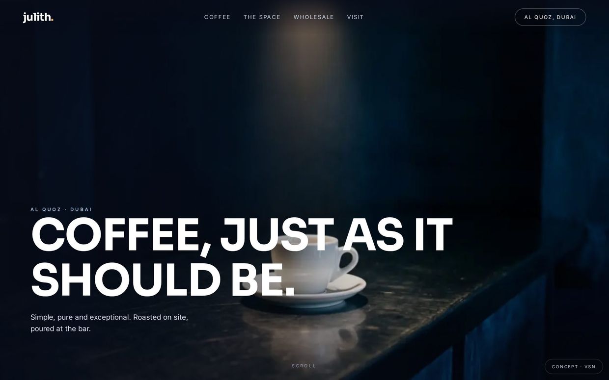 Coffee roastery concept page